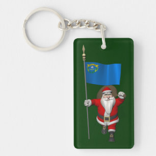 Santa Claus With Ensign Of Nevada Key Ring