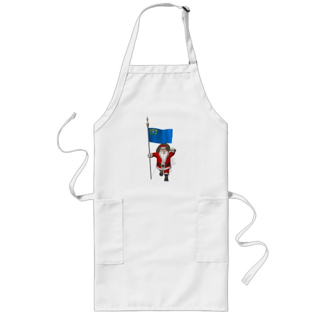 Santa Claus With Ensign Of Nevada Long Apron (Front)