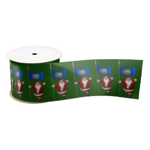 Santa Claus With Ensign Of New Hampshire Satin Ribbon
