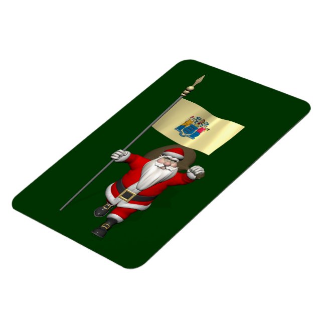 Santa Claus With Ensign Of New Jersey Magnet (Left Side)