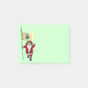 Santa Claus With Ensign Of New Jersey Post-it Notes