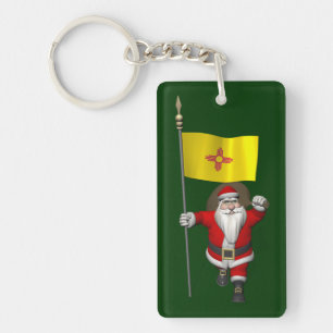 Santa Claus With Ensign Of New Mexico Key Ring