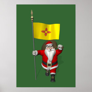 Santa Claus With Ensign Of New Mexico Poster