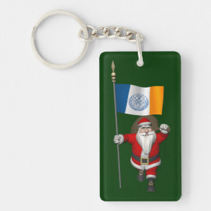 Santa Claus With Ensign Of New York City Key Ring