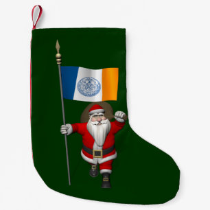 Santa Claus With Ensign Of New York City Small Christmas Stocking