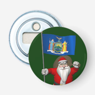 Santa Claus With Ensign Of New York US State Bottle Opener