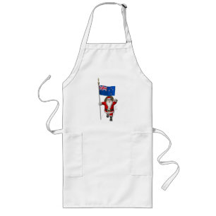Santa Claus With Ensign Of New Zealand Long Apron