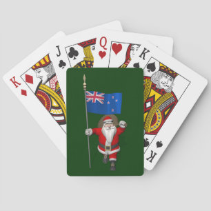 Santa Claus With Ensign Of New Zealand Playing Cards