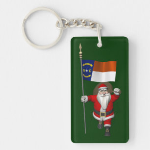 Santa Claus With Ensign Of North Carolina Key Ring