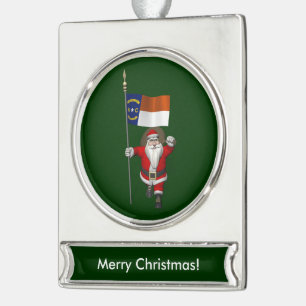 Santa Claus With Ensign Of North Carolina Silver Plated Banner Ornament