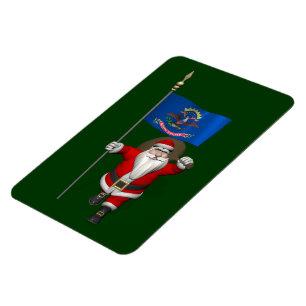 Santa Claus With Ensign Of North Dakota Magnet