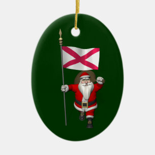 Santa Claus With Ensign Of Northern Ireland Ceramic Tree Decoration