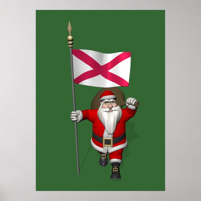 Santa Claus With Ensign Of Northern Ireland Poster (Front)
