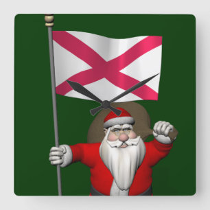 Santa Claus With Ensign Of Northern Ireland Square Wall Clock
