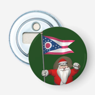 Santa Claus With Ensign Of Ohio Bottle Opener
