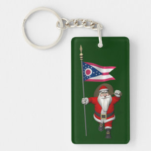Santa Claus With Ensign Of Ohio Key Ring