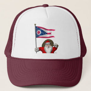 Santa Claus With Ensign Of Ohio Trucker Hat