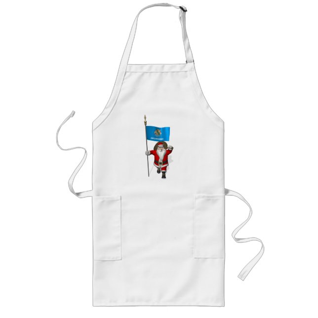 Santa Claus With Ensign Of Oklahoma Long Apron (Front)