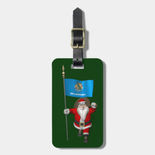 Santa Claus With Ensign Of Oklahoma Luggage Tag