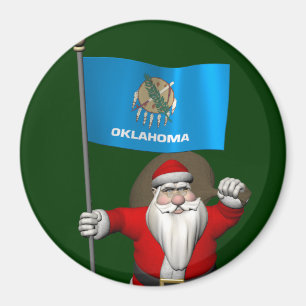 Santa Claus With Ensign Of Oklahoma Magnet