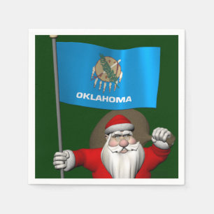 Santa Claus With Ensign Of Oklahoma Napkin