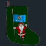 Santa Claus With Ensign Of Oklahoma Small Christmas Stocking<br><div class="desc">background colour can be changed: CUSTOMIZE it
 father christmas visiting the Sooner State</div>