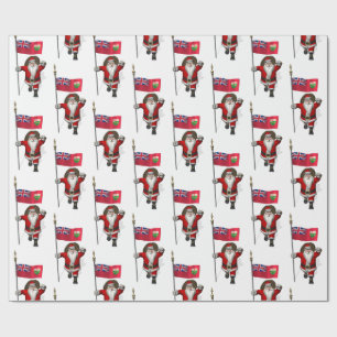 Santa Claus With Ensign Of Ontario Wrapping Paper