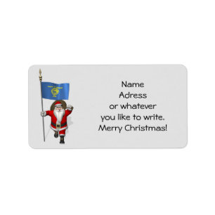 Santa Claus With Ensign Of Oregon Label