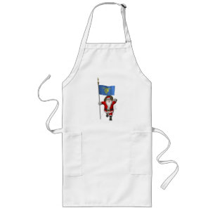 Santa Claus With Ensign Of Oregon Long Apron