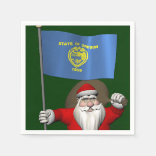 Santa Claus With Ensign Of Oregon Napkin