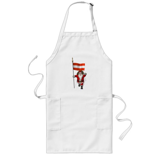 Santa Claus With Ensign Of Österreich Long Apron (Front)