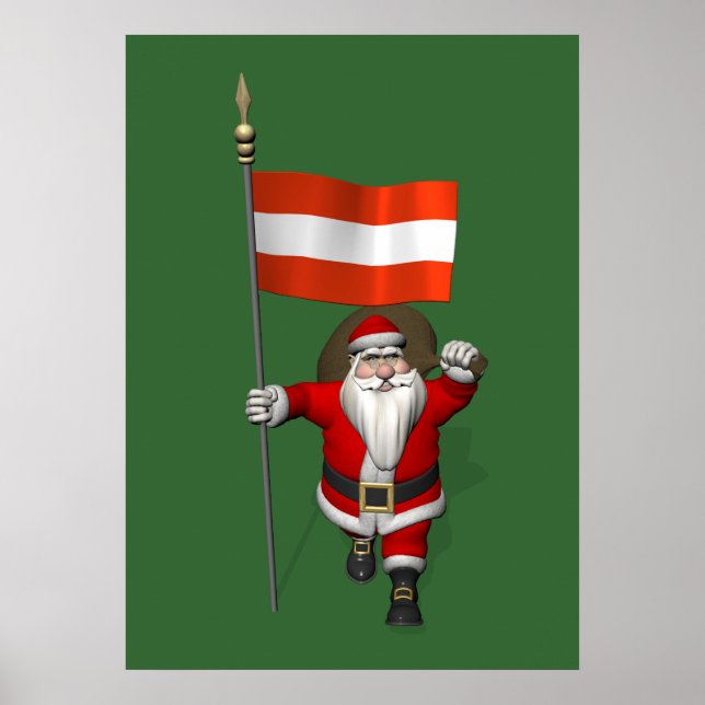 Santa Claus With Ensign Of Österreich Poster (Front)