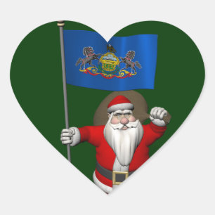 Santa Claus With Ensign Of Pennsylvania Heart Sticker