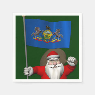 Santa Claus With Ensign Of Pennsylvania Napkin