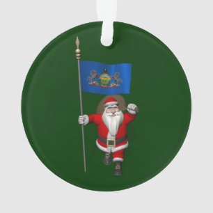 Santa Claus With Ensign Of Pennsylvania Ornament