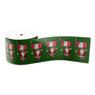 Santa Claus With Ensign Of Peru Grosgrain Ribbon