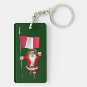 Santa Claus With Ensign Of Peru Key Ring