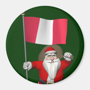 Santa Claus With Ensign Of Peru Magnet
