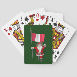 Santa Claus With Ensign Of Peru Playing Cards