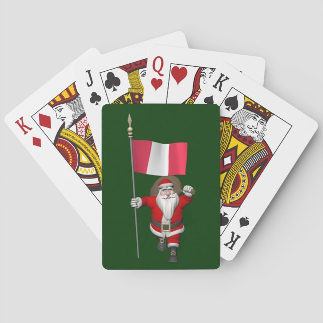 Santa Claus With Ensign Of Peru Playing Cards (Back)