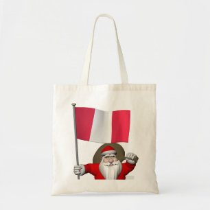 Santa Claus With Ensign Of Peru Tote Bag