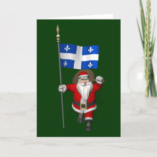 Santa Claus With Ensign Of Québec CDN Holiday Card
