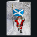 Santa Claus With Ensign Of Scotland<br><div class="desc">background colour can be changed: CUSTOMIZE it
 father christmas visiting the country that is part of the United Kingdom</div>