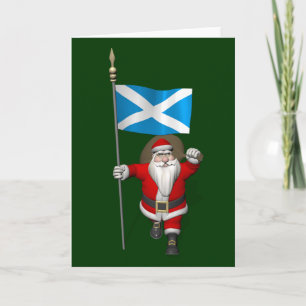 Santa Claus With Ensign Of Scotland Holiday Card