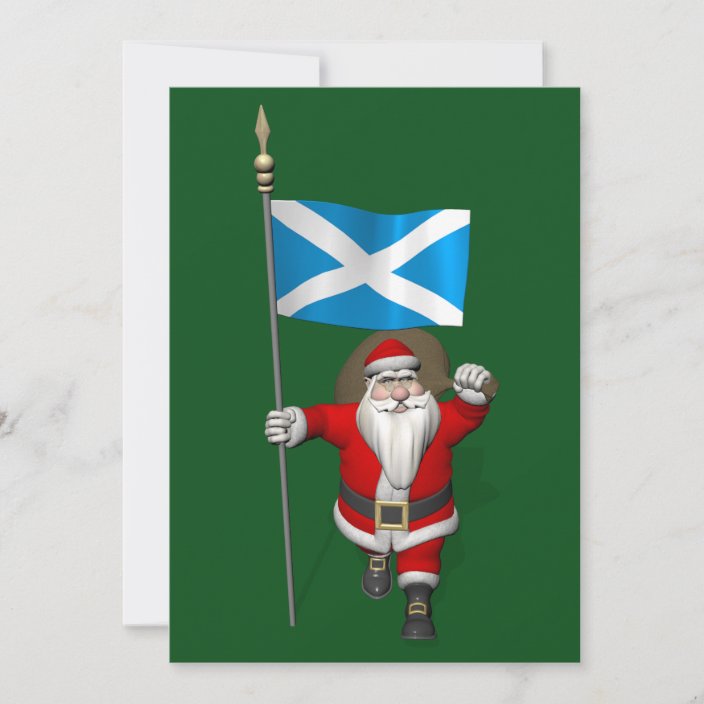 Santa Claus With Ensign Of Scotland Holiday Card Zazzle.co.uk