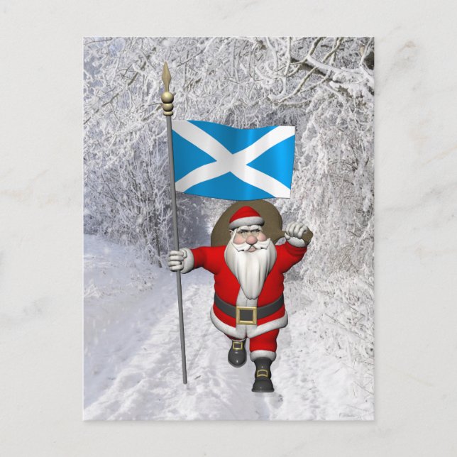 Santa Claus With Ensign Of Scotland Holiday Postcard (Front)