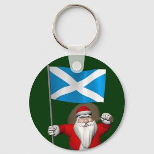 Santa Claus With Ensign Of Scotland Key Ring