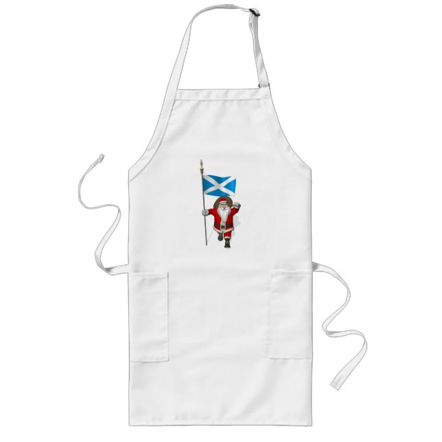 Santa Claus With Ensign Of Scotland Long Apron (Front)