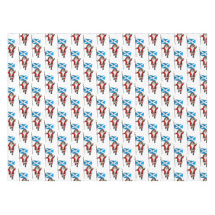 Santa Claus With Ensign Of Scotland Tablecloth