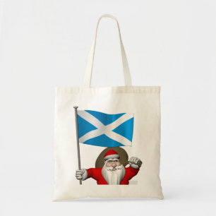 Santa Claus With Ensign Of Scotland Tote Bag